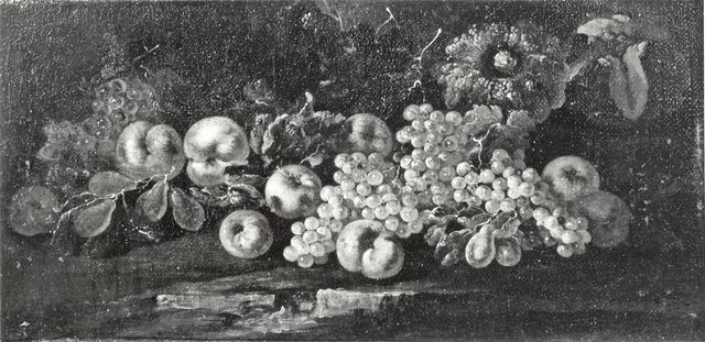 Anonimo — Castelli Giovanni Paolo (Spadino) - sec. XVII/ XVIII - Natura morta con meloni, uva, pesche e prugne — insieme
